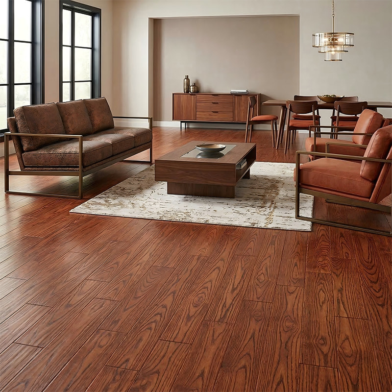 Parquet en bois massif à haute brillance jaune brun chêne