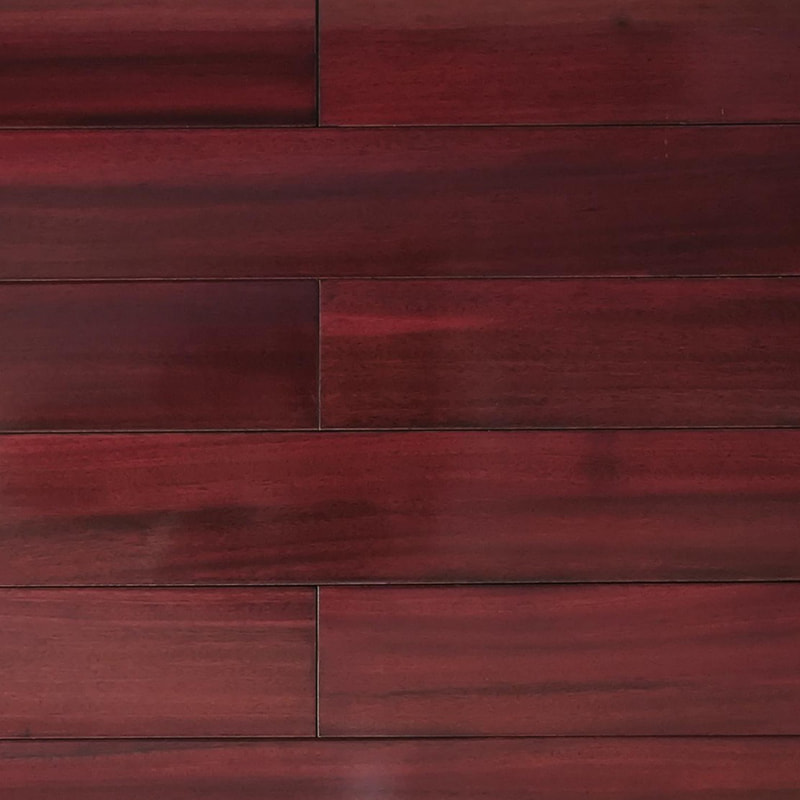 Parquet en bois massif Padauk, rouge foncé, brun mat