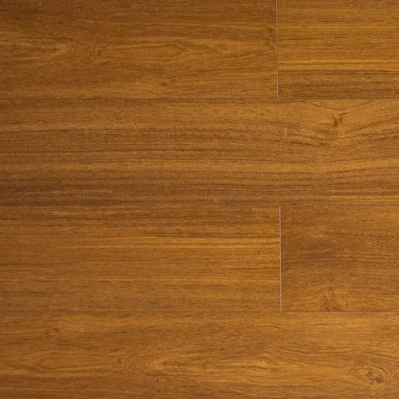 Parquet multicouche en teck jaune chaud gratté à la main (1220 × 196 × 15 mm)