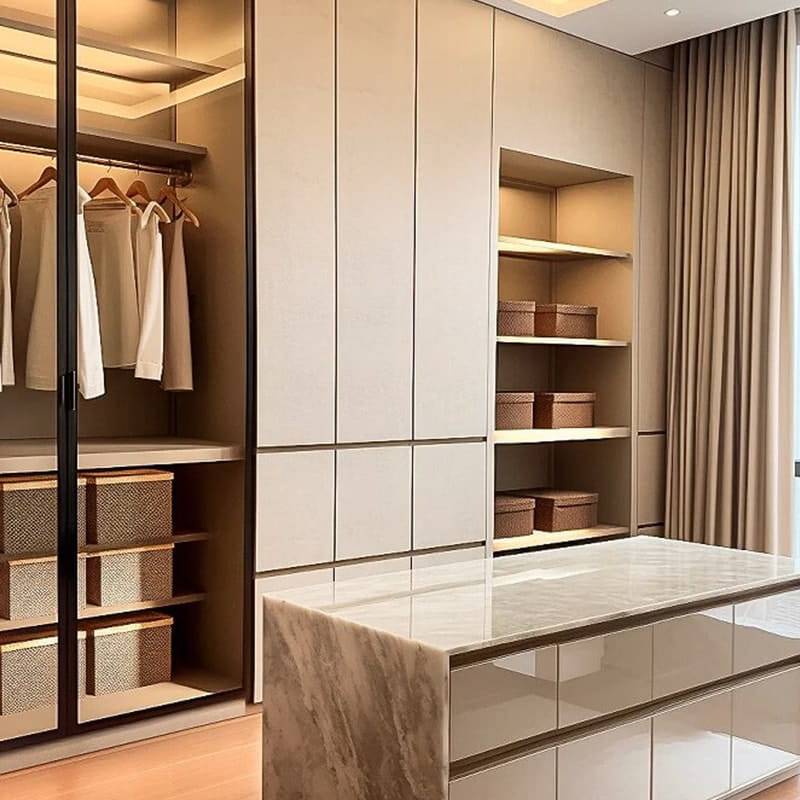 Dressing minimaliste en placage lumineux Louvre