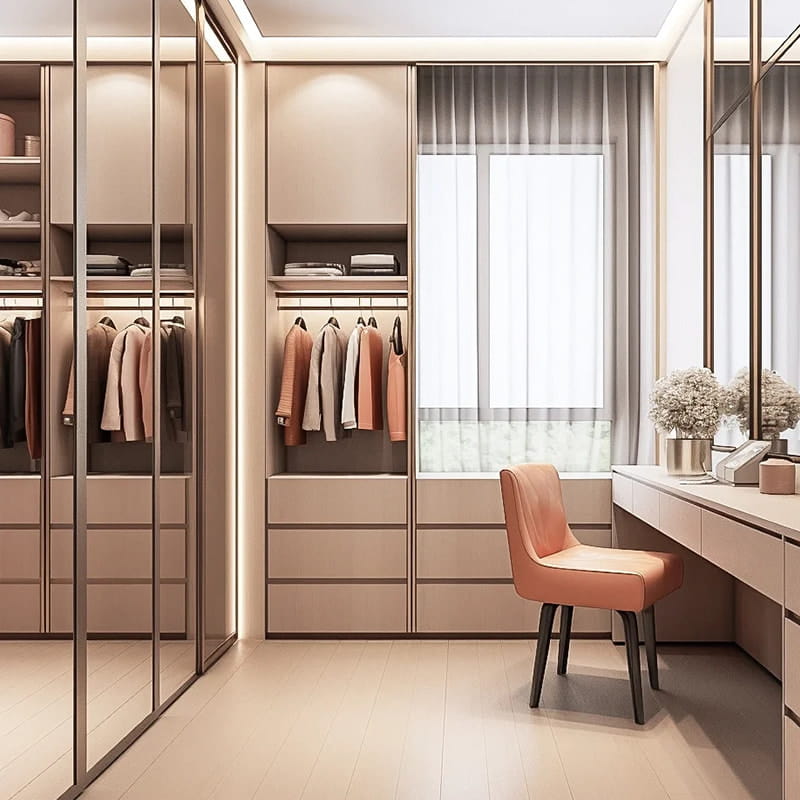 Dressing minimaliste éclairé au toucher mat Versailles