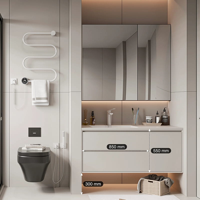 Vanités de salle de bain sur mesure suspendues à lattes et composites Zen-Chanting